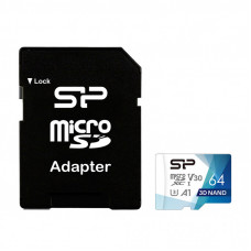 Карта памяти Silicon Power 64Gb microSDXC U3 A1 V30 Superior Color 100R/80W + adapter (SP064GBSTXDU3V20AB)
