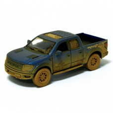 Детская модель машинки пикап Ford F-150 SVT Raptor-Supercrew Muddy Kinsmart KT5365WY инерционная, 1:46 (Blue)