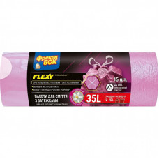 Пакеты для мусора Фрекен БОК Flexy Aroma С затяжкой Розовые 51 х 53 см 35 л 15 шт. (4823071670318)