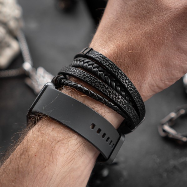 Браслет мужской кожаный METAL COLOR: A3 черный 17-19 см (длина 21 см) (2039308696) Браслет мужской кожаный METAL COLOR: A3 черный 17-19 см (длина 21 см) (2039308696)