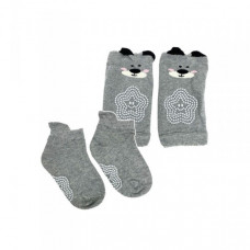 Детский набор наколенники и носки "Медведь" MGZ-0649(Grey)
