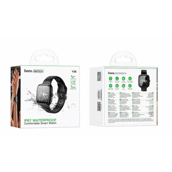 Спортивные смарт часы с поддержкой звонков HOCO Y36 1.72" Bluetooth 5.3 IP67 (133920) Спортивные смарт часы с поддержкой звонков HOCO Y36 1.72" Bluetooth 5.3 IP67 (133920)