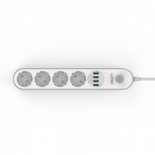 Сетевой фильтр удлинитель 4 евро розетки 4 USB 2м с защитой и заземлением LDNIO SE4432 2500W 10A USB 3.4A (42030) Сетевой фильтр удлинитель 4 евро розетки 4 USB 2м с защитой и заземлением LDNIO SE4432 2500W 10A USB 3.4A (42030)