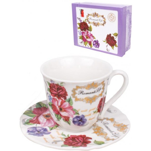 Кавова чашка Romantic Life 90мл із блюдцем у подарунковій коробці (134130)