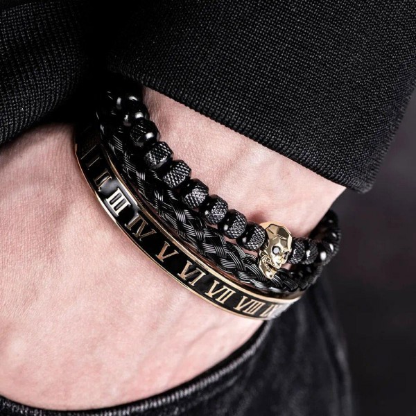 Браслет мужской стальной PAX ROMANA SATORI BLACK & GOLD из нержавеющей медицинской стали комплект (2094253817) Браслет мужской стальной PAX ROMANA SATORI BLACK & GOLD из нержавеющей медицинской стали комплект (2094253817)