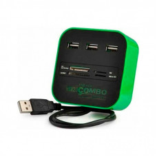 Концентратор Voltronic USB 2.0 to 3xUSB 2.0 + SD/MMC/TF/M2 green/black (CUB3-GB)