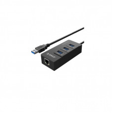 Концентратор Orico USB 3.0 3 port + RJ45 (HR01-U3-V1-BK-BP) (CA912742)