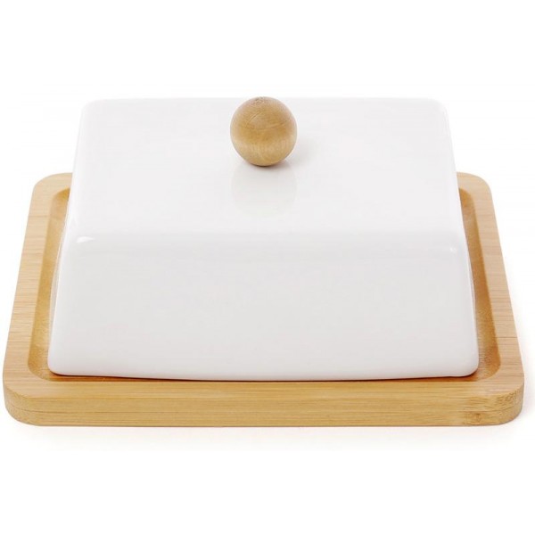 Маслянка Ceram-Bamboo фарфорова з бамбуковим блюдцем 14х12см (111540) Маслянка Ceram-Bamboo фарфорова з бамбуковим блюдцем 14х12см (111540)