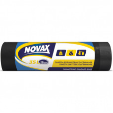 Пакеты для мусора Novax с затяжками Черные 35 л 15 шт. (4823058303963)