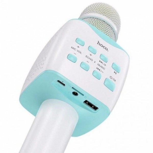 Микрофон с караоке, Bluetooth, AUX, 1200 мАч, HOCO BK5 Cantando, Голубой (133850) Микрофон с караоке, Bluetooth, AUX, 1200 мАч, HOCO BK5 Cantando, Голубой (133850)