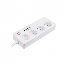 Сетевой фильтр питания TUYA Smart 1.8м, 16A, 4*розетки/4*USB (HS082383)
