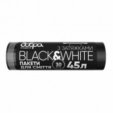 Пакеты для мусора Добра Господарочка B&W черные с затяжками 45 л 30 шт. (4820086522090)