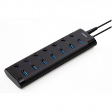 Концентратор Vinga USB3.0 to 7*USB3.0 1m cable with Switch and Power Adapter (VHA3A7B)