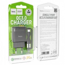 Зарядное устройство Hoco C72Q Glorious быстрая зарядка QC3.0 18W (1USB/3A) с кабелем Type-C Черный (38860)