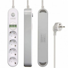 Сетевой фильтр удлинитель 4 евро розетки 4 USB 2м с защитой и заземлением LDNIO SE4432 2500W 10A USB 3.4A (51370)