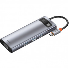 Концентратор Baseus USB3.1 Type-C to USB C(PD)100W/HDMI 4K 30Hz/VGA/USB3.2/RJ45/SD+TF,9in1 Grey (CAHUB-CU0G)