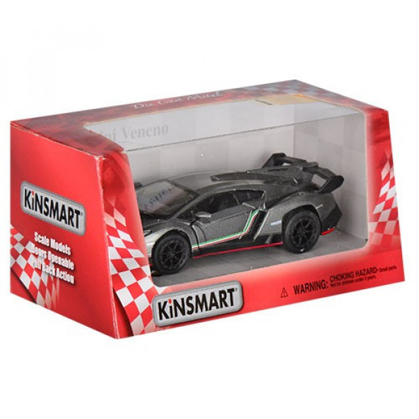 Детская коллекционная  машинка Lamborghini Veneno KT5367W инерционная (Серый)