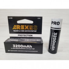 Литий-ионный аккумулятор Arexes 18650 Li-Ion 3200 mAh, 3.7V защита Чёрный (107280)