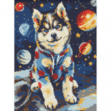 Алмазная мозаика "Космический хаски" AMO8075, 30x40 см