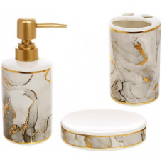 Набір аксесуарів Bright для ванної кімнати "Grey Marble Gold" 3 предмети, кераміка (113290)