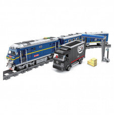 Конструктор ZIPP Toys Поезд DF11 Z с рельсами, синий на радиоуправлении (98220)