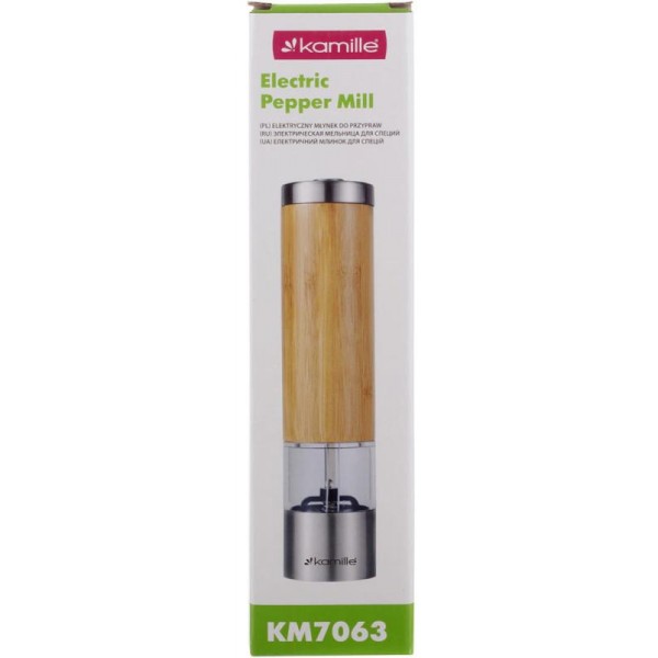 Млин для спецій Kamille Electric Pepper Mill електричний Ø5х21.4см (109590) Млин для спецій Kamille Electric Pepper Mill електричний Ø5х21.4см (109590)