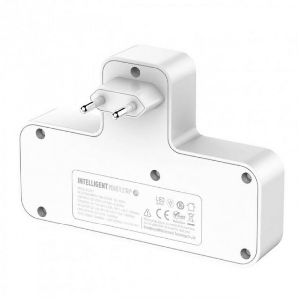 Сетевой разветвитель фильтр LDNIO SC2311 на 2 розетки 2 USB 3A + Type C (38690)
