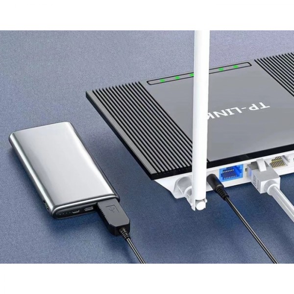 Кабель для роутера от повербанка с преобразователем на 12V, DC 2.1x5.5mm, USB 5V-->12V, 1м (78790)