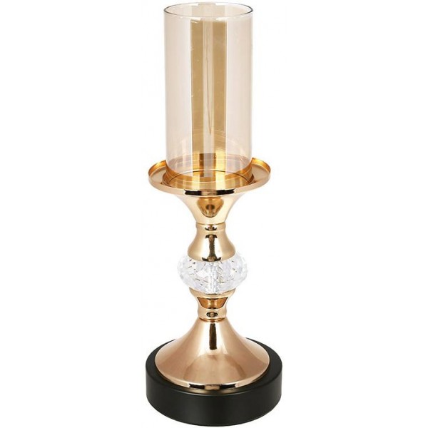 Свічник металевий зі скляною колбою "Golden Aura" 28см (135990)