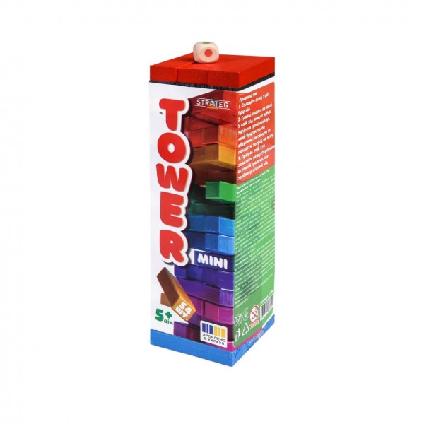 Настольная игра "TOWER MINI" 31064, 54 бруска, кубик