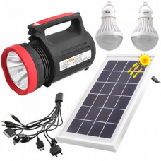 Фонарь ручной светодиодный Luxury 1902T 5W+22SMD 2 лампы 3W с солнечной панелью и USB Power Bank (88401)