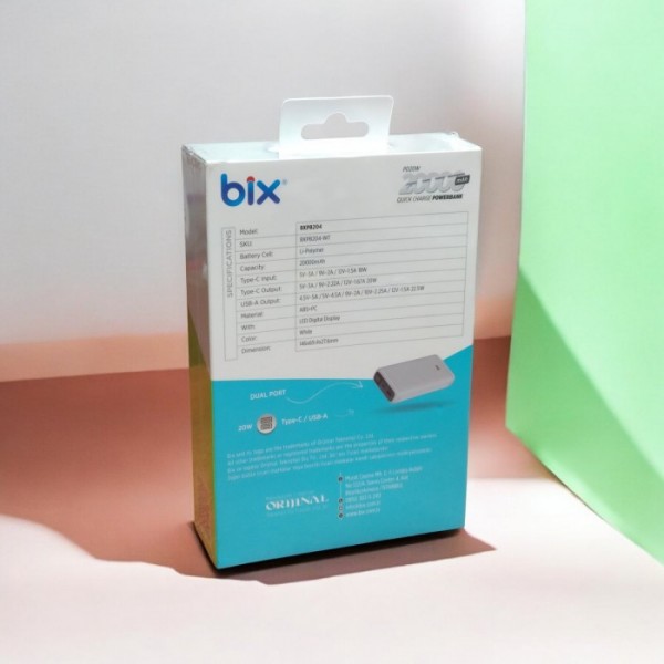 Внешний аккумулятор Power bank BIX BXPB204 20000mAh PD22,2W+QC3.0 батарея быстрая зарядка (133501) Внешний аккумулятор Power bank BIX BXPB204 20000mAh PD22,2W+QC3.0 батарея быстрая зарядка (133501)