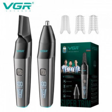 Аккумуляторный триммер для носа и ушей + 2 насадки, VGR V-603 / Машинка для стрижки волос в носу (134701)