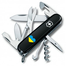 Нож Victorinox Climber Ukraine Black "Серце жовто-блакитне" (1.3703.3_T1090u)