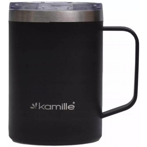 Термокружка Kamille Black 360мл з ручкою, чорна (114231)