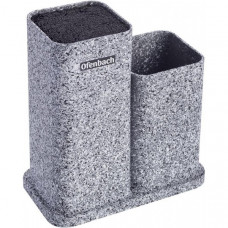 Підставка-колода Ofenbach Grey Marble для кухонних ножів 21х12х23см, подвійна (109431)