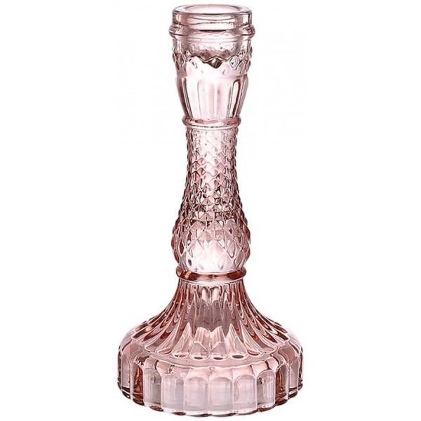 Набір 12 скляних свічників "Crystal Glass" 17см, ніжно-рожевий (111931)