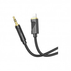 Кабель мультимедийный Lightning to 3.5mm M 1.0m silicone black HOCO (6942007625494)