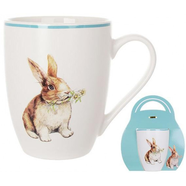 Кухоль порцеляновий Happy Rabbit 340мл з блакитною облямівкою (110341) Кухоль порцеляновий Happy Rabbit 340мл з блакитною облямівкою (110341)