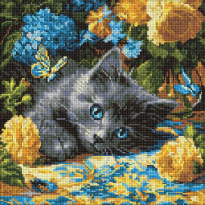 Алмазная мозаика "Котенок голубоглазый" AMO8340, 40х40 см