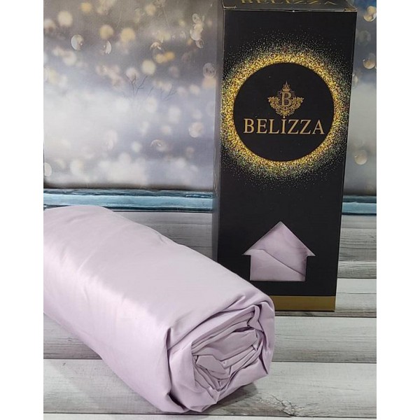 Сатинове простирадло на резинці 180х200см та 2 наволочки 50х70см, Belizza "Pastel Purple" (114061)