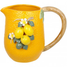 Ваза-глечик порцелянова "Lemon" 26х19х21см з рельєфним декором, жовта (134281)