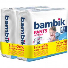 Подгузники Bambik Трусики 15+ кг Размер 6 2 х 30 шт (4823071663990)