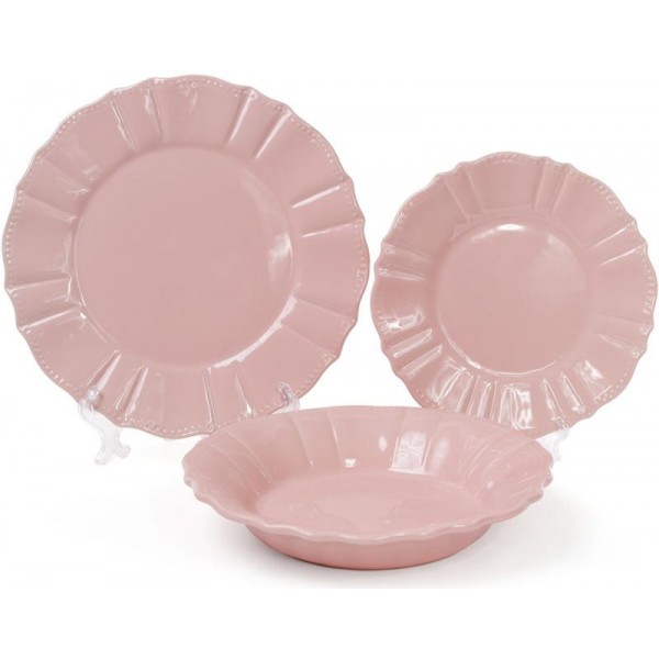 Набір 6 обідніх тарілок Leeds Ceramics SUN Ø26см, кам'яна кераміка (рожеві) (110591)