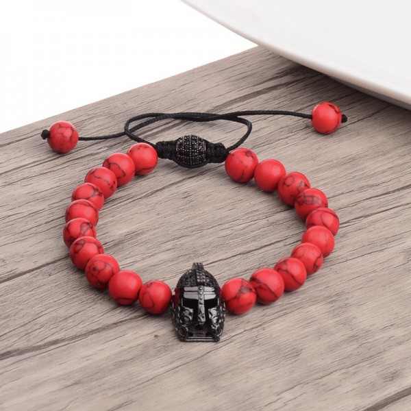Браслет мужской из натурального камня со шлемом HELMET RED красный (1396815050) Браслет мужской из натурального камня со шлемом HELMET RED красный (1396815050)
