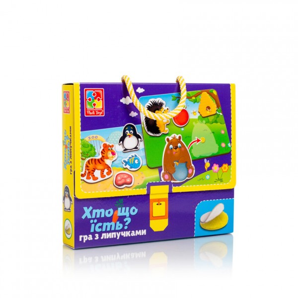 Игра настольная На липучках  "Кто что ест?" Vladi Toys VT1302-27 (укр)