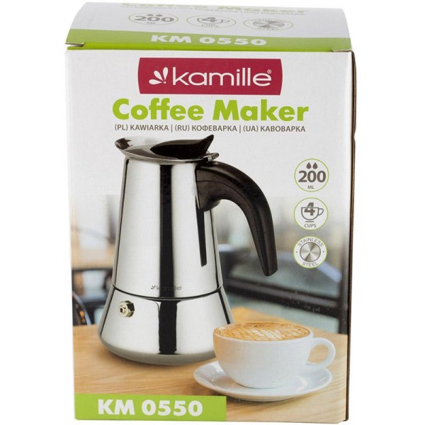 Гейзерна кавоварка Kamille 200мл на 4 чашки (135791) Гейзерна кавоварка Kamille 200мл на 4 чашки (135791)
