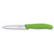 Кухонный нож Victorinox SwissClassic для нарезки 10 см, волнистое лезвие, зеленый (6.7736.L4)