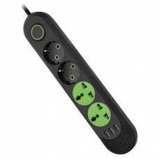 Сетевой фильтр питания Voltronic F01U, 2роз EU + 2роз Universal, 3*USB Black (F01U-Black)