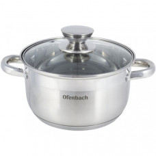 Каструля Ofenbach Casserole з нержавіючої сталі 2400мл зі скляною кришкою (98402)